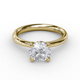 18K Yellow Gold Timeless Round Cut Solitaire Semi-Mount Engagement Ring