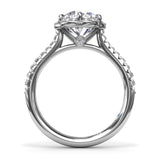 18K White Gold Blossoming Halo Diamond Semi-Mount Engagement Ring