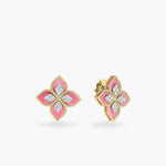 Princess Flower Diamond Flower Stud Earrings In 18K Yellow Gold