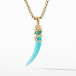 Tusk Amulet with Amazonite and 18K Yellow Gold, 42mm