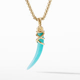 Tusk Amulet with Amazonite and 18K Yellow Gold, 42mm