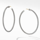 Cable Hoop Earrings in Sterling Silver, 2in