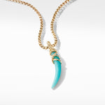 Tusk Amulet with Amazonite and 18K Yellow Gold, 42mm