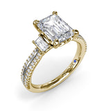 Two-Toned Emerald Cut Diamond Semi-Mount Engagement Ring