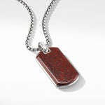 Chevron Tag in Sterling Silver with Red Agate, 35mm