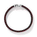 Woven Box Chain Bracelet in Sterling Silver with Black Stainless Steel and Red Nylon, 10mm
