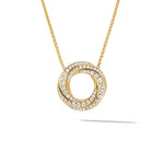 Petite Pavé Crossover Pendant Necklace in 18K Yellow Gold with Diamonds, 15.5mm