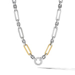 Lexington Chain Necklace in Sterling Silver with 18K Yellow Gold, 7mm