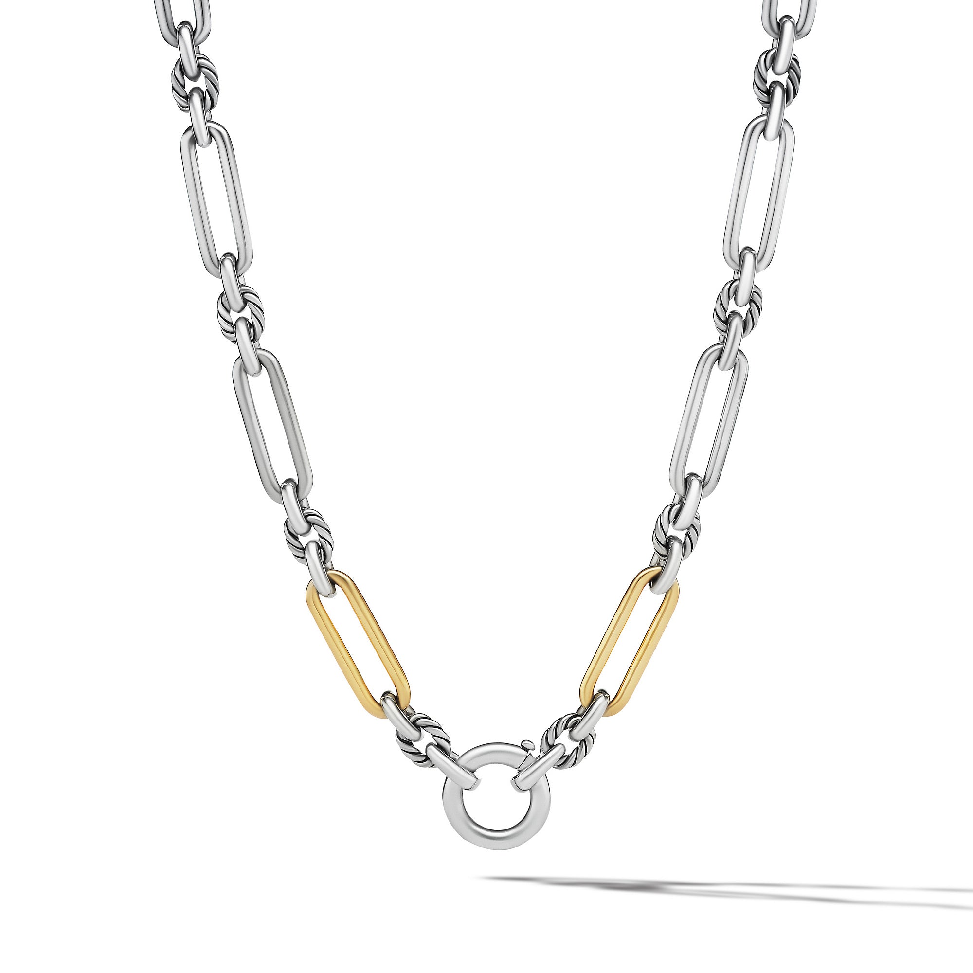 Lexington Chain Necklace in Sterling Silver with 18K Yellow Gold, 7mm