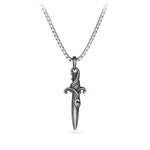 Waves Dagger Amulet in Sterling Silver with 18K Yellow Gold, 43.8mm