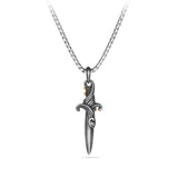 Waves Dagger Amulet in Sterling Silver with 18K Yellow Gold, 43.8mm