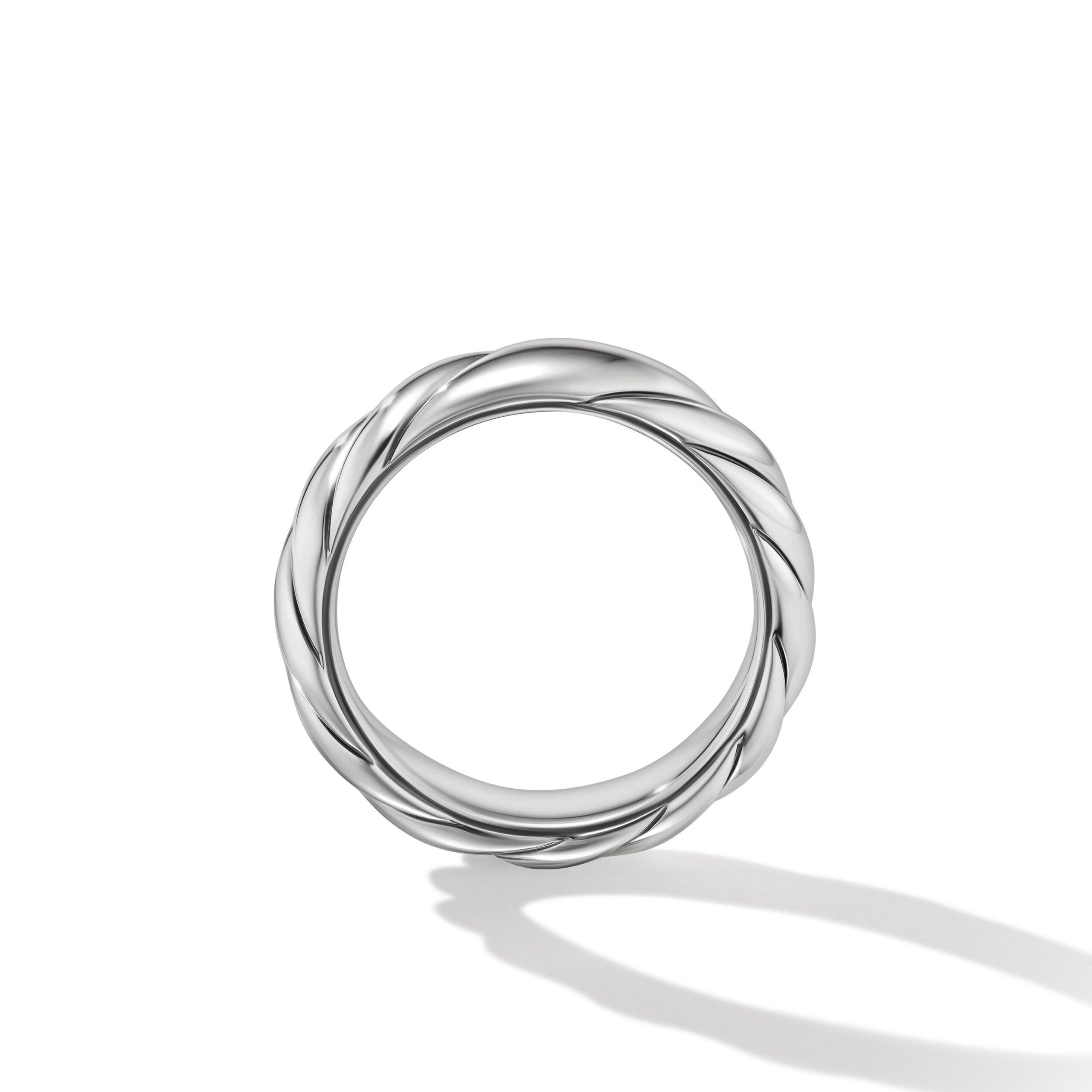 Sculpted Cable Band Ring in Sterling Silver, 6mm