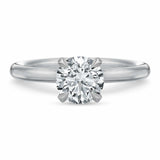 Low Profile Round Solitaire Engagement Ring with Diamond Prongs