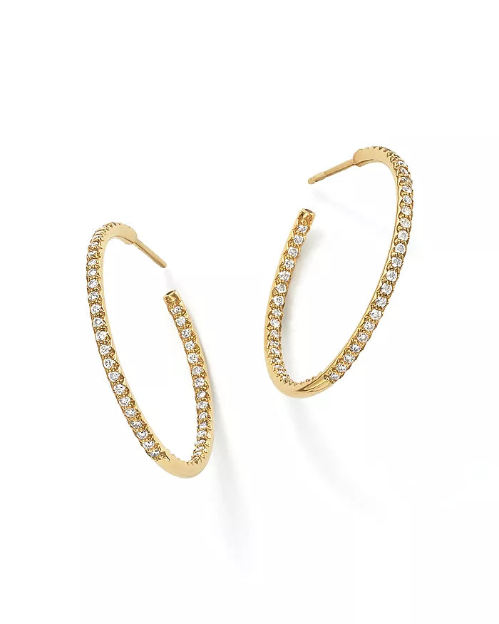 18K Yellow Gold Small Inside-Outside Open Hoop Earrings