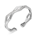 Zig Zag Stax Two Row Cuff Bracelet in Sterling Silver with Diamonds, 13mm