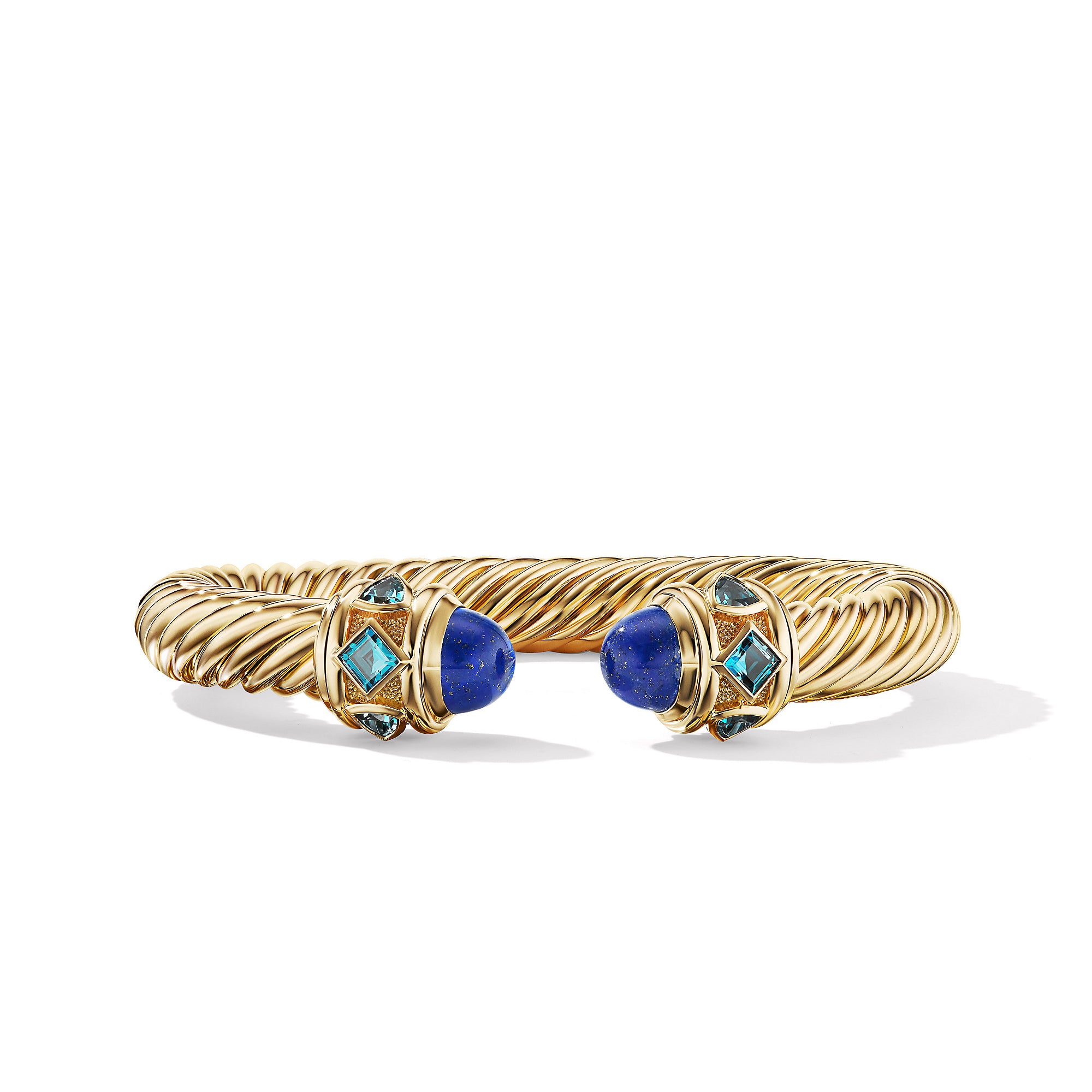 Renaissance® Cablespira Bracelet in 18K Yellow Gold with Lapis and Hampton Blue Topaz, 9mm
