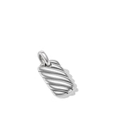 Petite Sculpted Cable Tag in Sterling Silver, 24mm