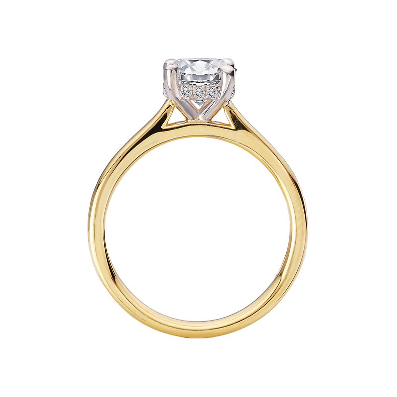 14K Yellow Gold Hidden Halo Diamond Semi-Mount Engagement Ring