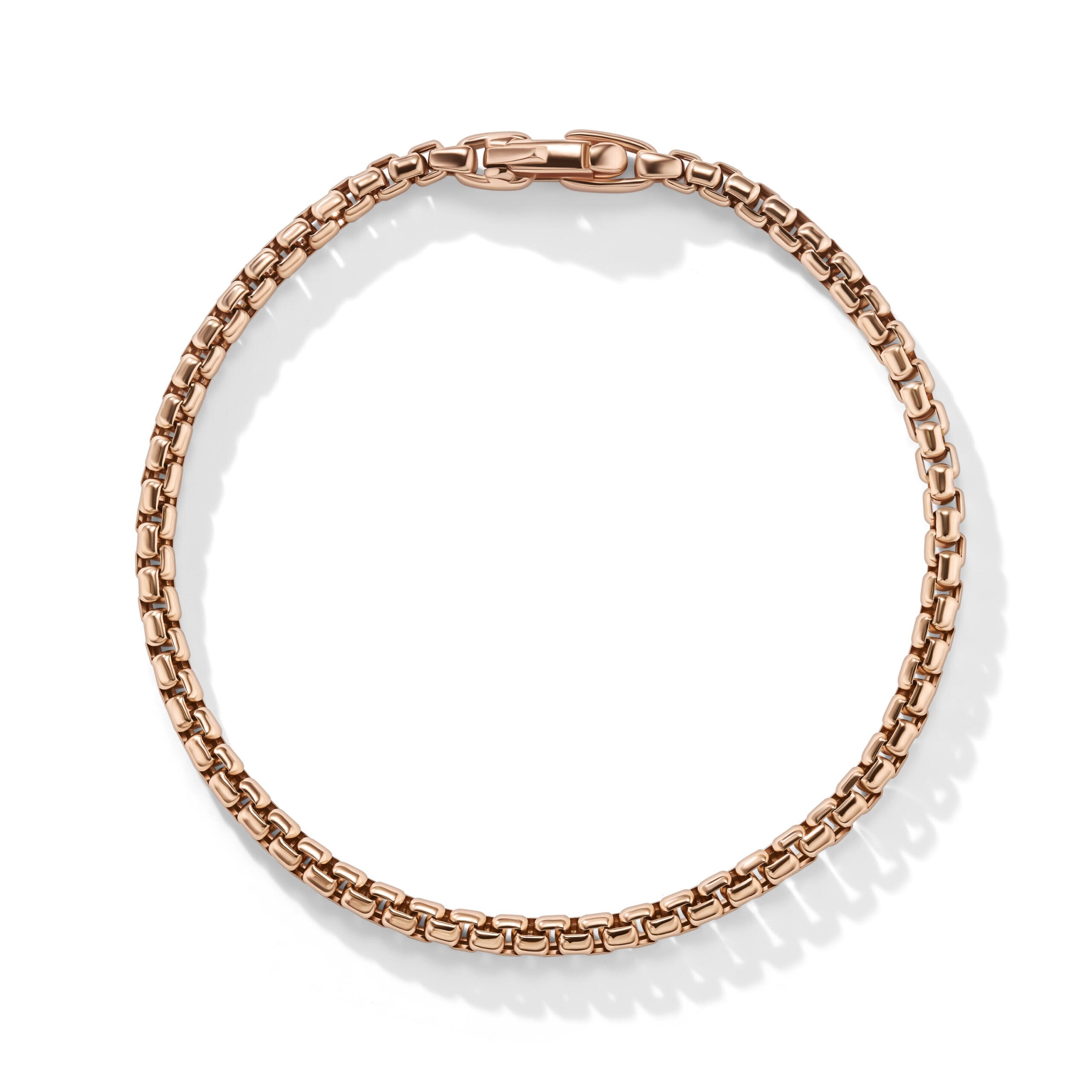 Box Chain Bracelet in 18K Rose Gold, 3.4mm