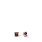 Petite Chatelaine® Pavé Bezel Stud Earrings in Sterling Silver with Rhodolite Garnet and Diamonds, 5mm