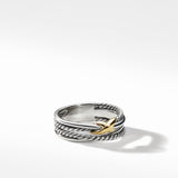 X Crossover Band Ring in Sterling Silver with 18K Yellow Gold, 6mm