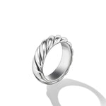 Sculpted Cable Band Ring in Sterling Silver, 6mm