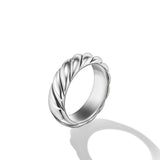 Sculpted Cable Band Ring in Sterling Silver, 6mm