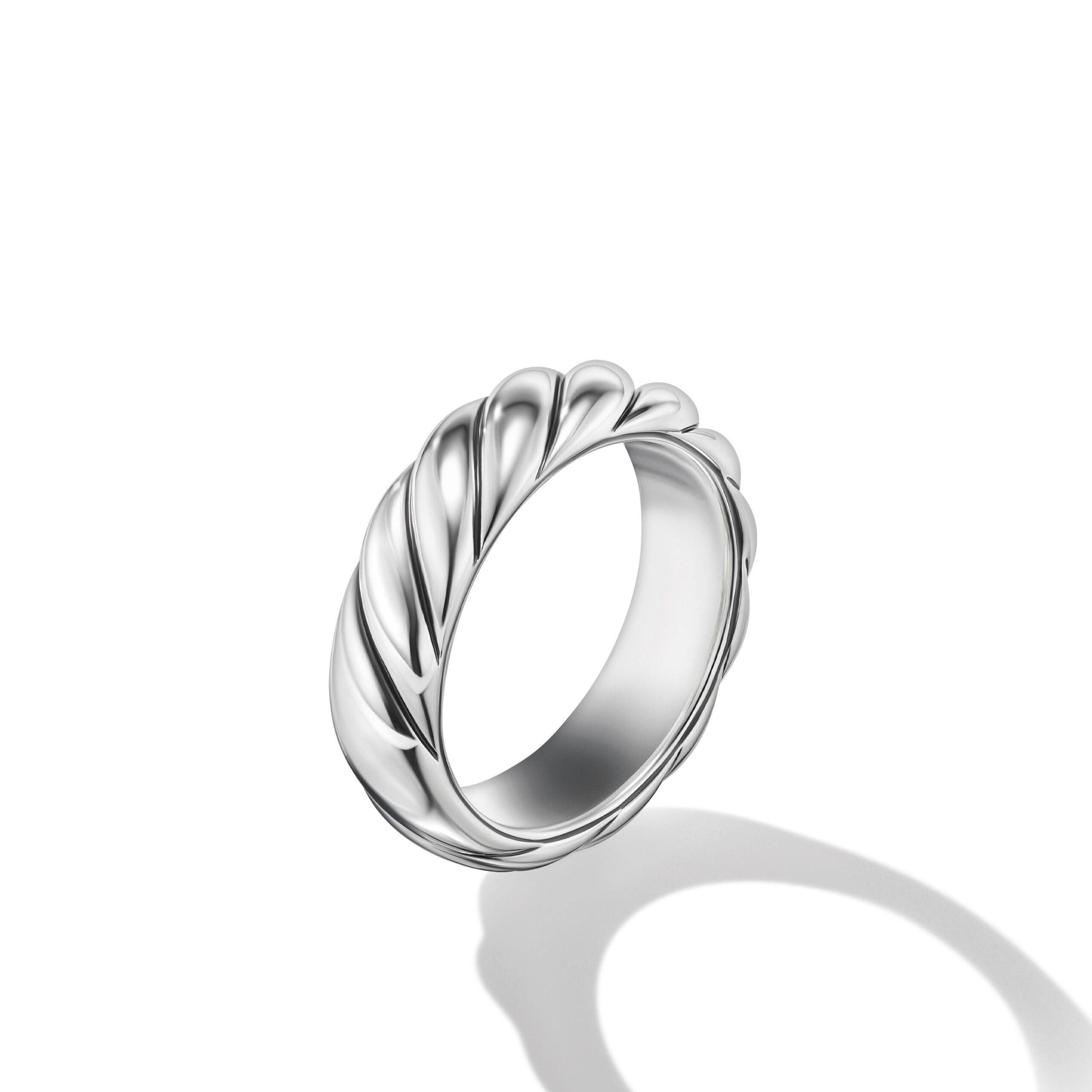 Sculpted Cable Band Ring in Sterling Silver, 6mm