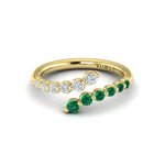 Adella Open Wrap Ring in 18K Yellow Gold with Emerald & Diamonds