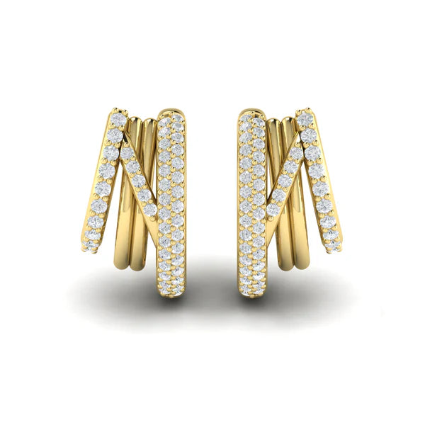Reina Diamond Twist Huggie Earrings in 18K Yellow Gold