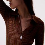 Pebble Pendant, Sterling Silver, Diamonds