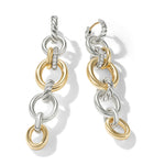 DY Mercer Linked Drop Earrings in Sterling Silver with 18K Yellow Gold and Diamonds, 68mm