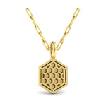 Amuleta Center Starburst Diamond Hexagon Pendant Necklace in 18K Yellow Gold