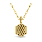 Amuleta Center Starburst Diamond Hexagon Pendant Necklace in 18K Yellow Gold