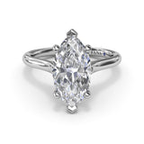 18K White Gold Sparkling Marquise Solitaire Diamond Semi-Mount Engagement Ring