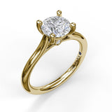 18K Yellow Gold Timeless Round Cut Solitaire Engagement Ring Setting