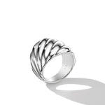 Sculpted Cable Ring in Sterling Silver, 21mm