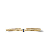 Classic Cablespira® Station Bracelet in 18K Yellow Gold with Pavé Blue Sapphires, 3mm