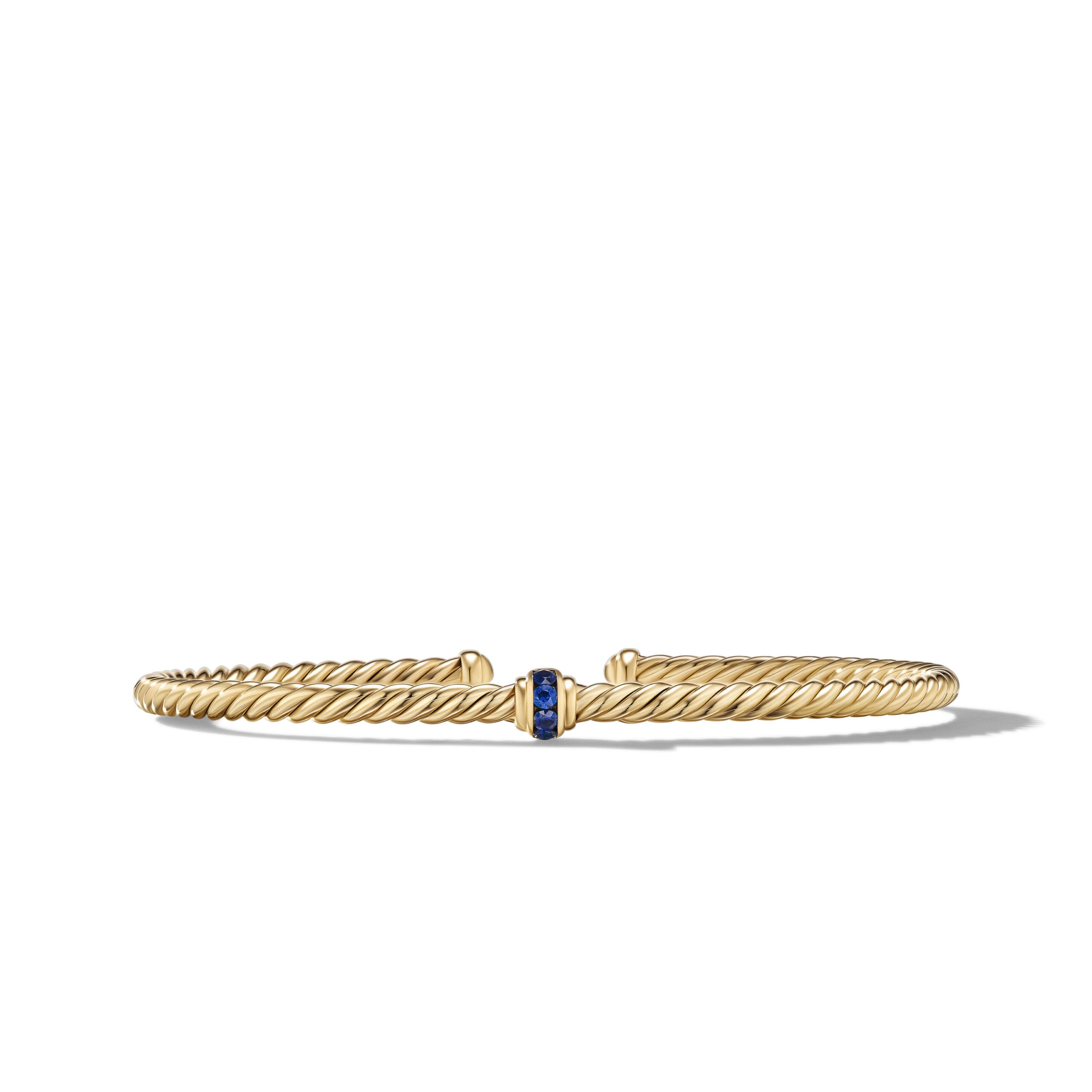 Classic Cablespira® Station Bracelet in 18K Yellow Gold with Pavé Blue Sapphires, 3mm