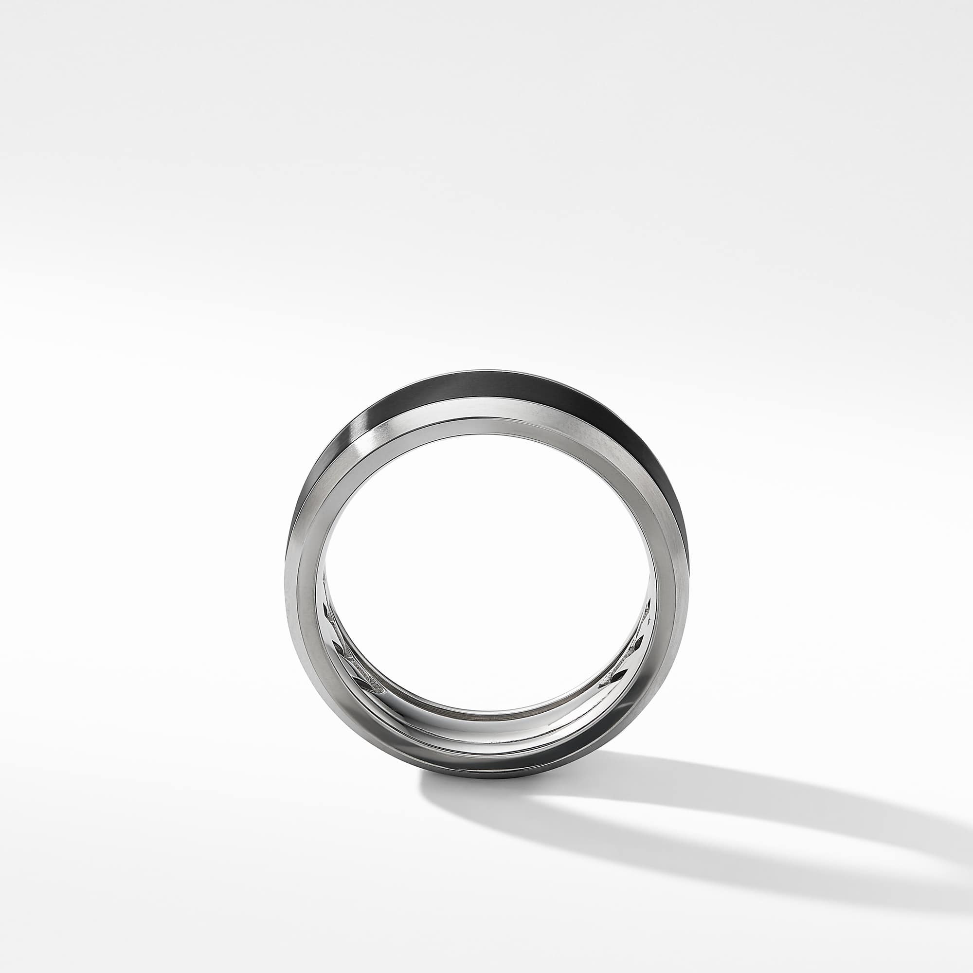 Beveled Band Ring in Grey Titanium with Black Titanium, 8.5mm