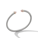 Classic Cable Bracelet in Sterling Silver with 18K Rose Gold and Morganite, 4mm