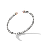 Classic Cable Bracelet in Sterling Silver with 18K Rose Gold and Morganite, 4mm