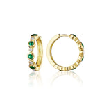 18k Yellow Gold Emerald Aura Hoop Earrings
