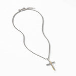 Crossover Cross Necklace in Sterling Silver with 18K Yellow Gold, 35.6mm