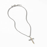Crossover Cross Necklace in Sterling Silver with 18K Yellow Gold, 35.6mm