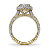 18K yellow Gold Diamonds Galore Halo Semi-Mount Engagement Ring