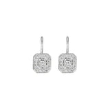 18k White Gold Classic Emerald Shape Earrings
