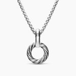 Two interlocking oval links in polished yellow gold and white metal with a smooth, rounded silhouette and high-shine finish. Back side of the amulet extender is sterling silver with a cable texture 