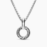 Two interlocking oval links in polished yellow gold and white metal with a smooth, rounded silhouette and high-shine finish. Back side of the amulet extender is sterling silver with a cable texture 