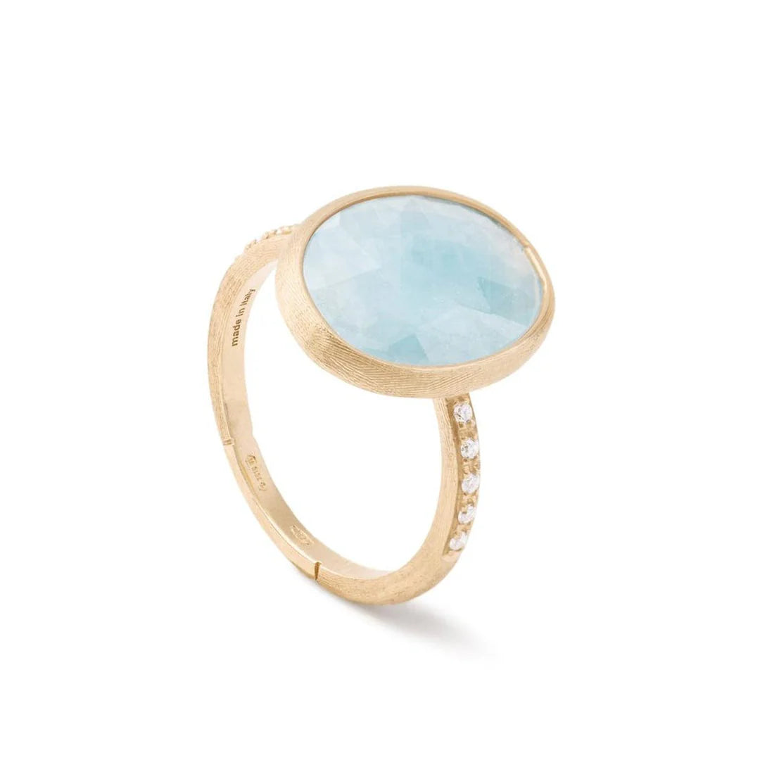 18K Yellow Gold Siviglia Aquamarine and Diamond Ring